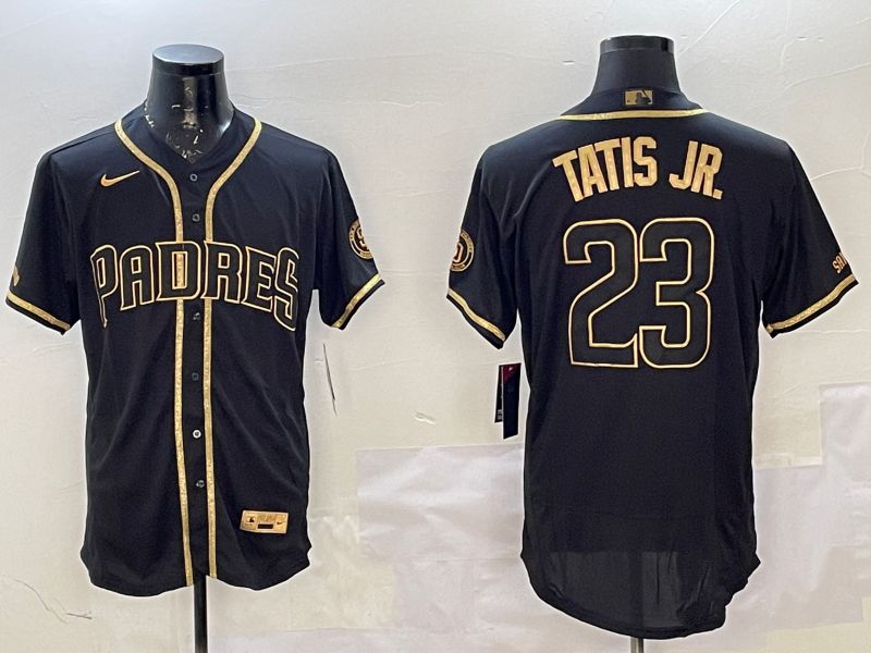 Men San Diego Padres #23 Tatis jr Black Gold Elite 2025 Nike MLB Jersey style 1->san diego padres->MLB Jersey